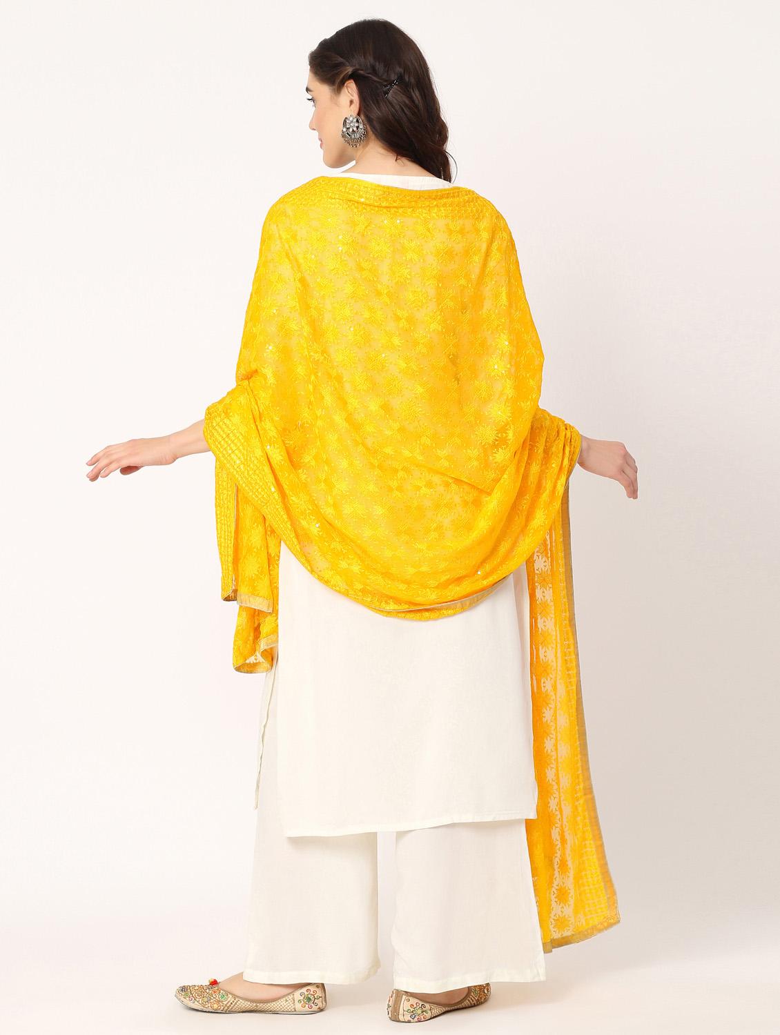 yellow phulkari dupatta - 20276664 - Standard Image - 4