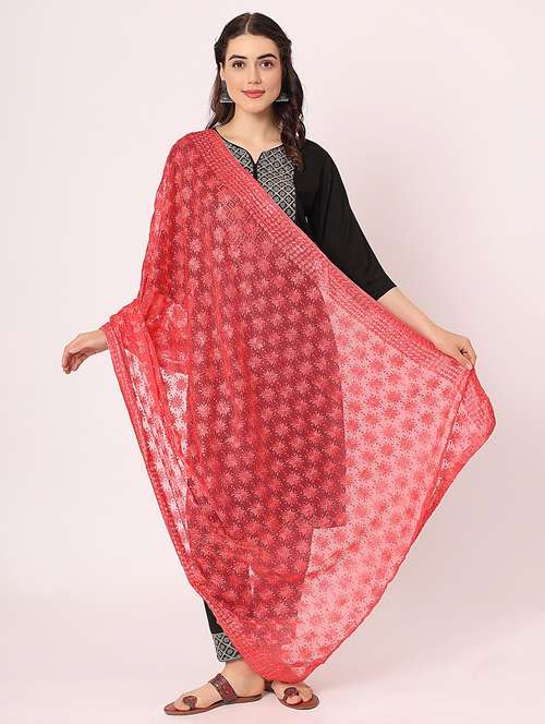 pink phulkari dupatta - 20276665 -  Standard Image - 0