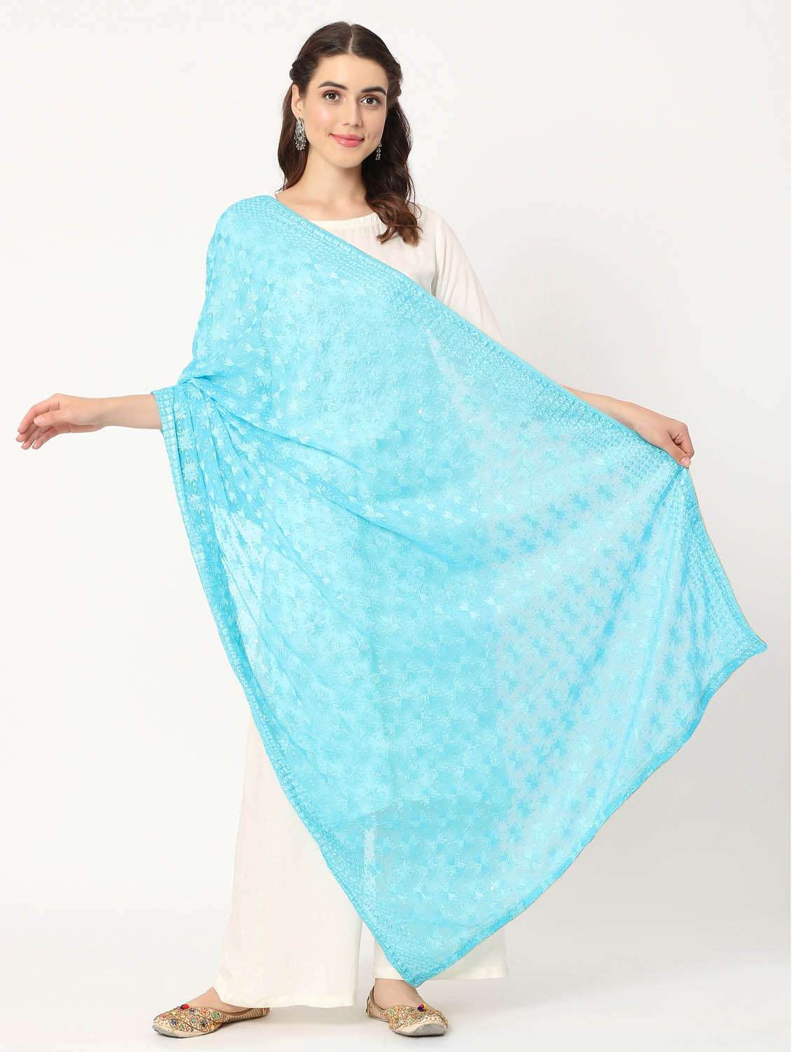 blue phulkari dupatta - 20276666 -  Standard Image - 1