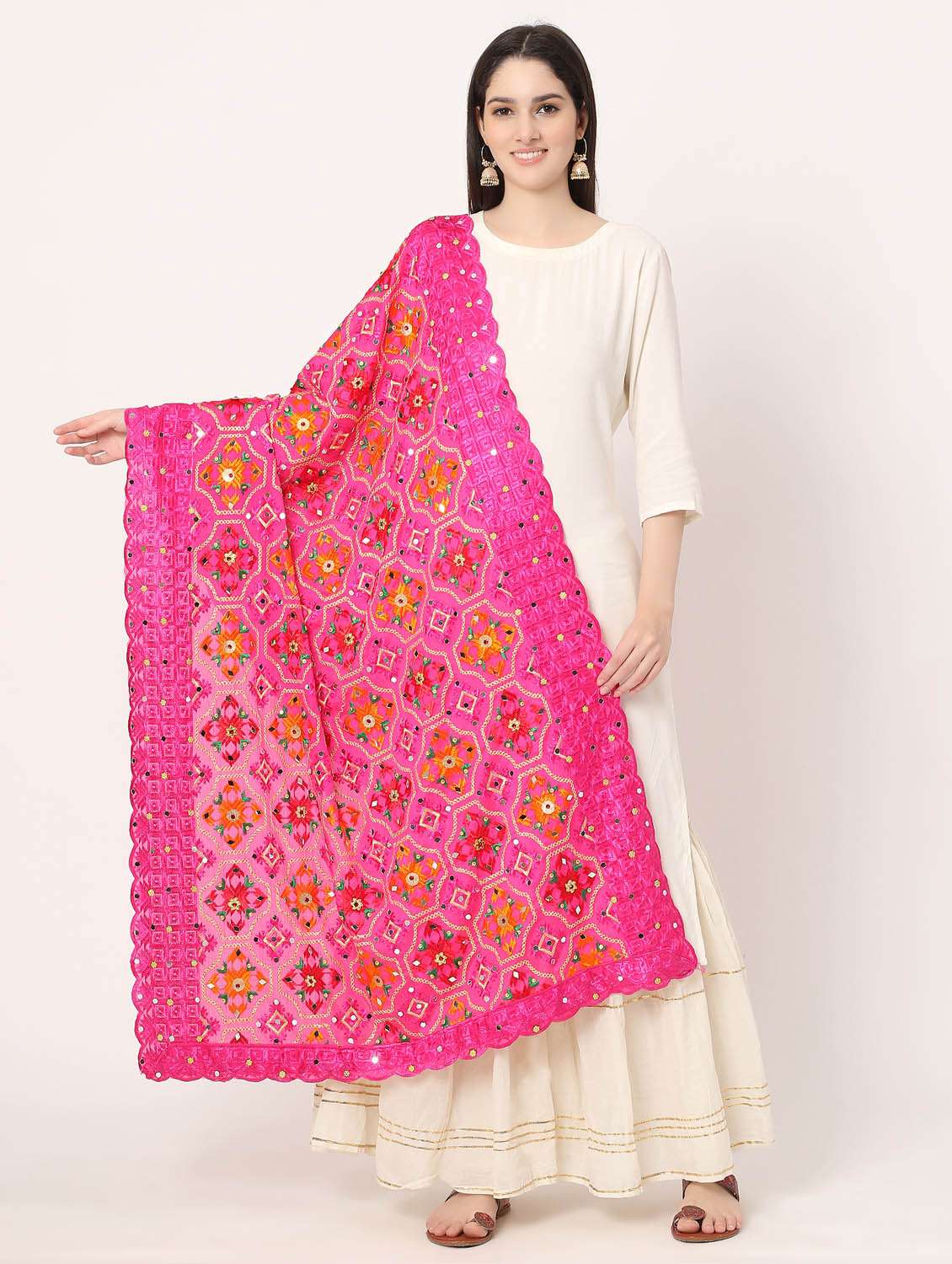 pink phulkari dupatta - 20276687 -  Standard Image - 1