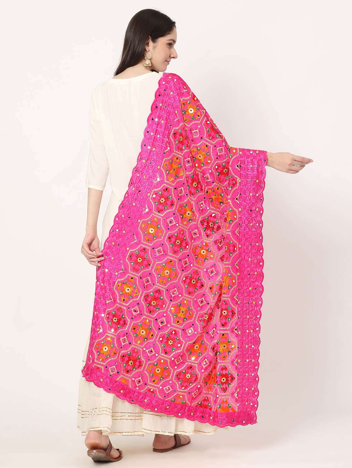 pink phulkari dupatta - 20276687 -  Standard Image - 4