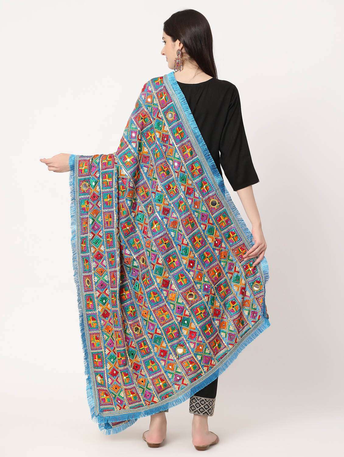 blue phulkari dupatta - 20276694 -  Standard Image - 4