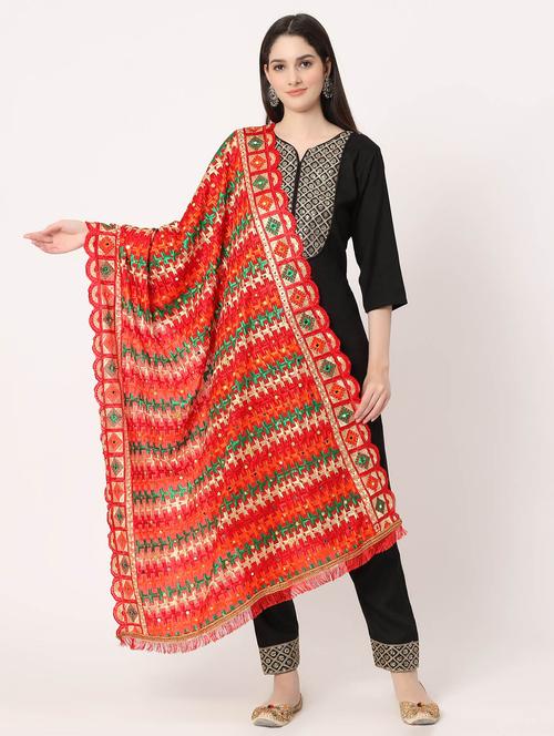 women red embroidered dupatta - 20276699 - Standard Image - 0