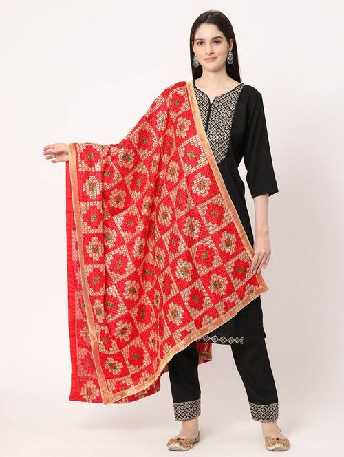 red phulkari dupatta - 20276713 -  Standard Image - 0