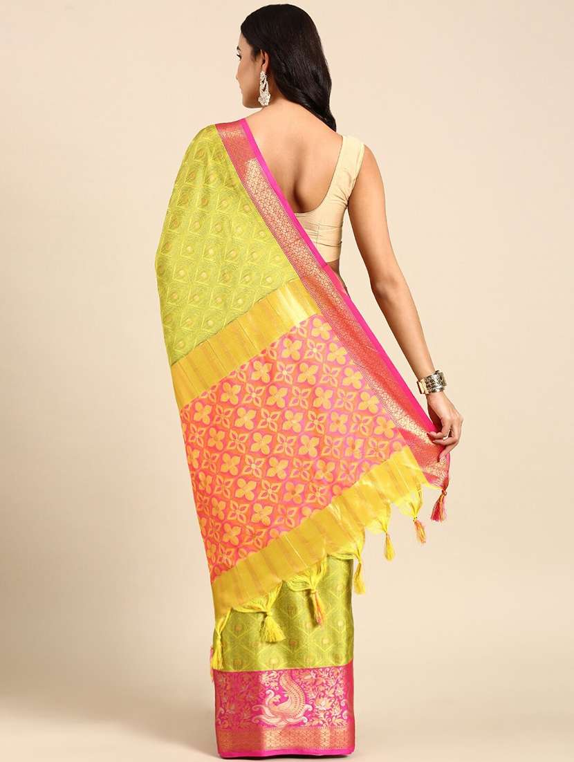 women's self design lemon colored saree with blouse - 20276878 -  Standard Image - 1