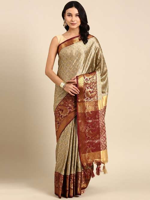 women's self design beige colored saree with blouse - 20276879 -  Standard Image - 0
