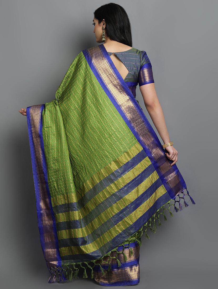 women's self design green colored saree with blouse - 20277041 -  Standard Image - 1
