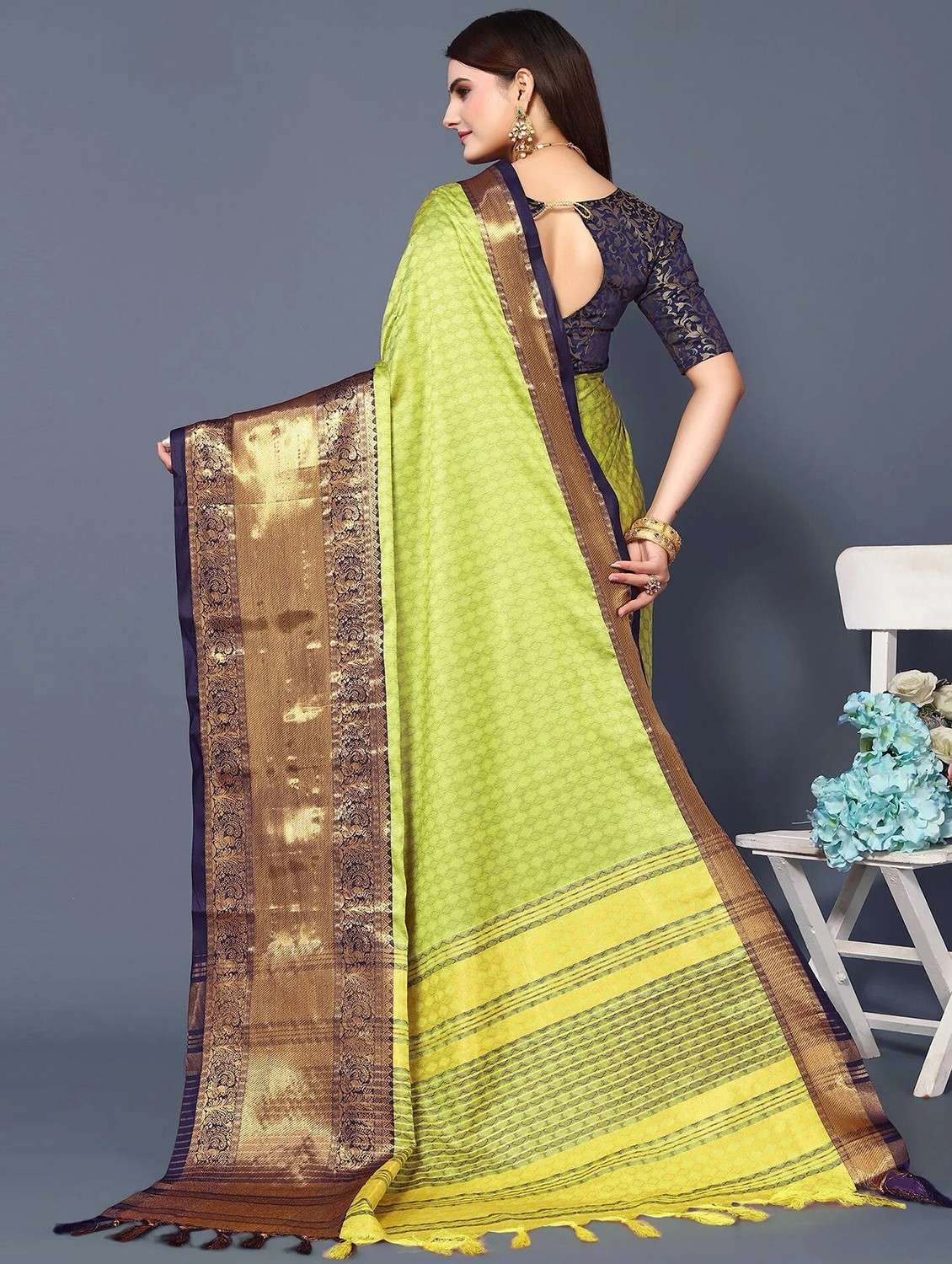 women's self design light green colored saree with blouse - 20277183 -  Standard Image - 1