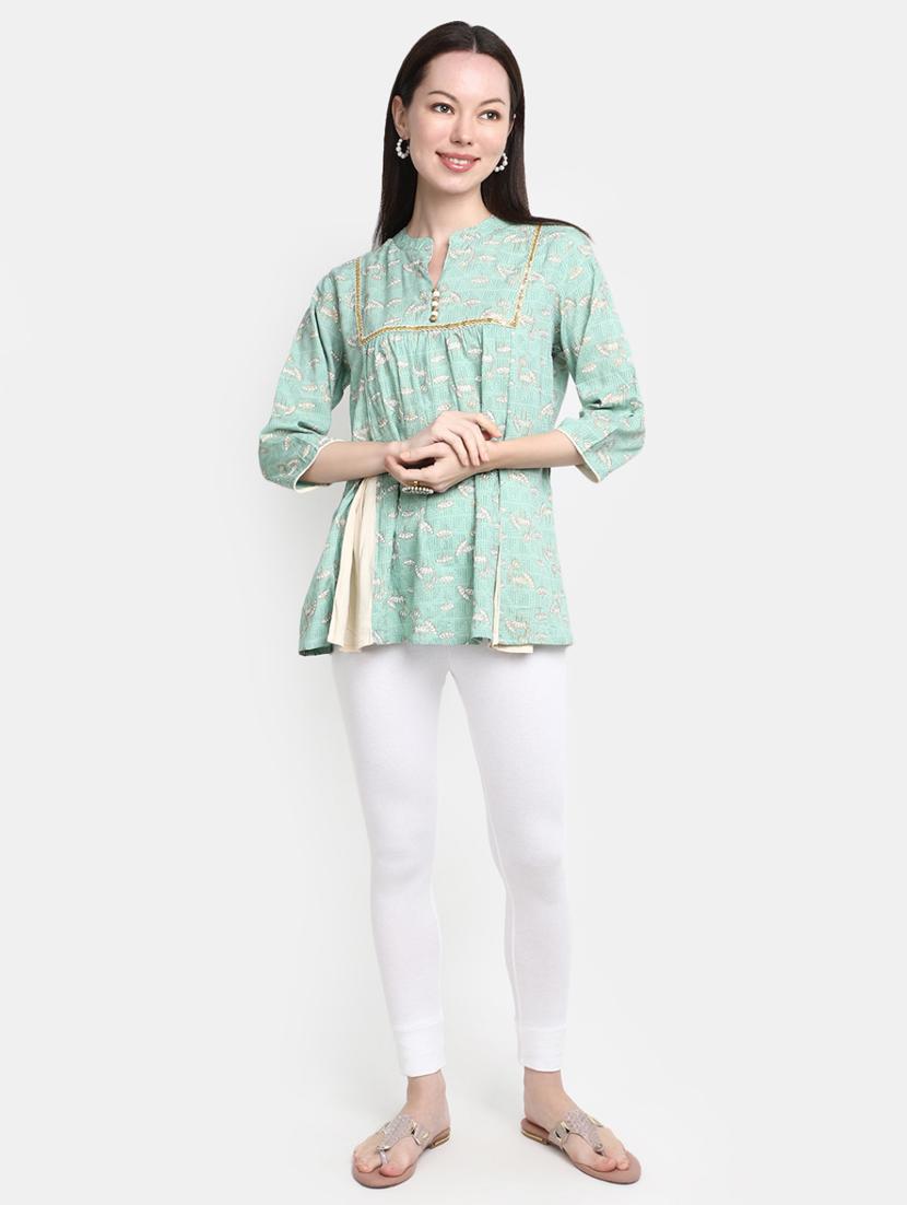 women green florals p;rinted a-line top - 20277755 - Standard Image - 4