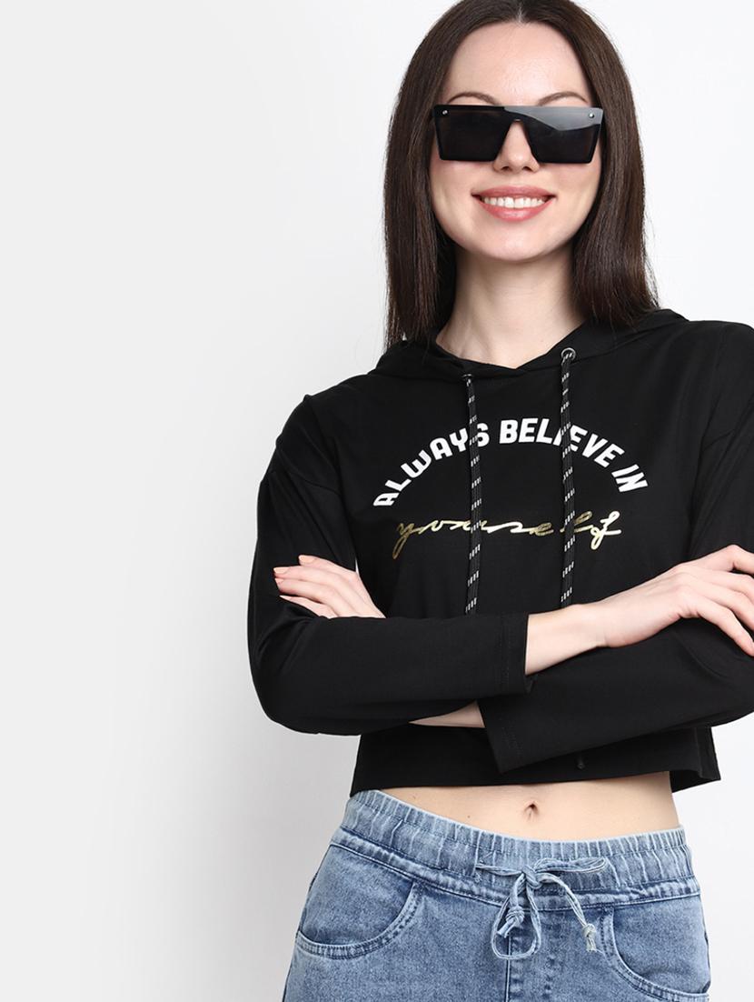 women black cotton crop top - 20277761 -  Standard Image - 1