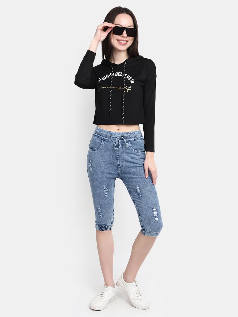 women black cotton crop top - 20277761 - Standard Image - 4