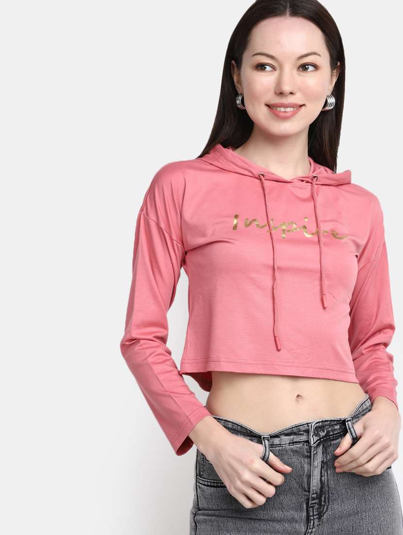 coral typography crop top - 20277762 -  Standard Image - 1