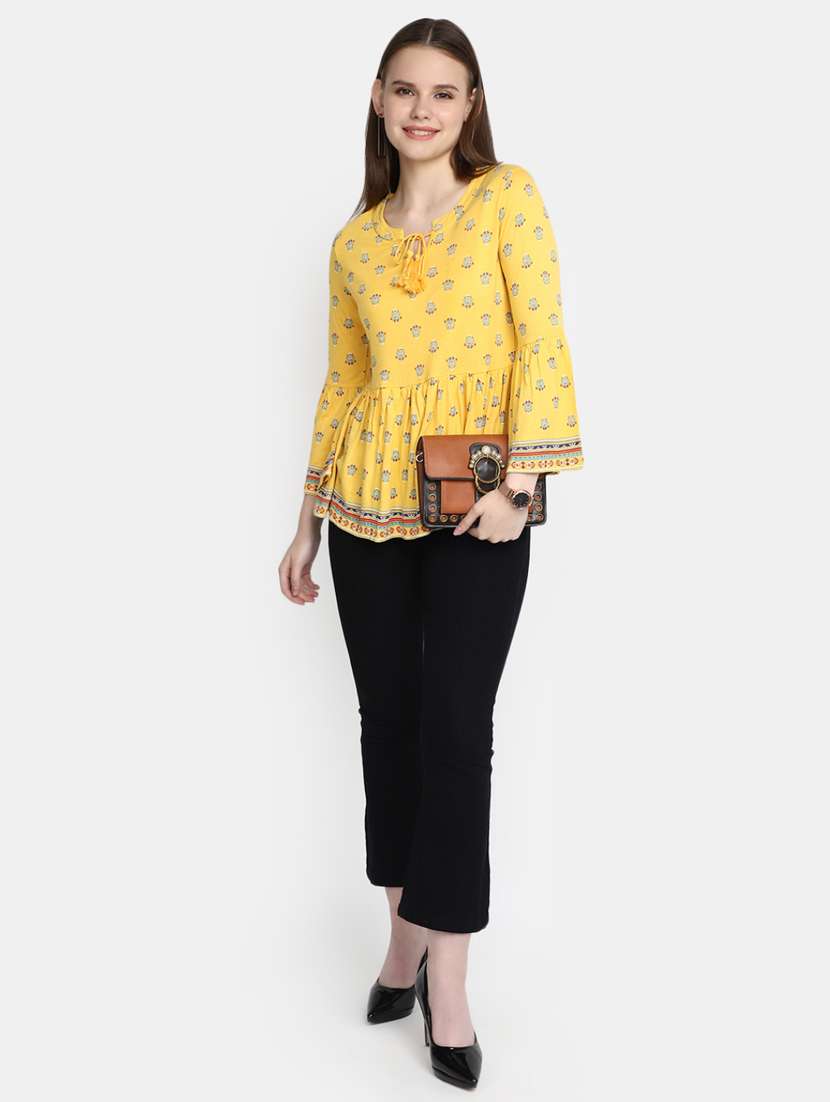 yellow printed peplum tunic - 20277788 -  Standard Image - 4