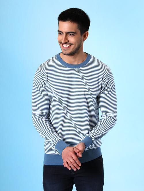 blue striped round neck t-shirt - 20277896 - Standard Image - 0