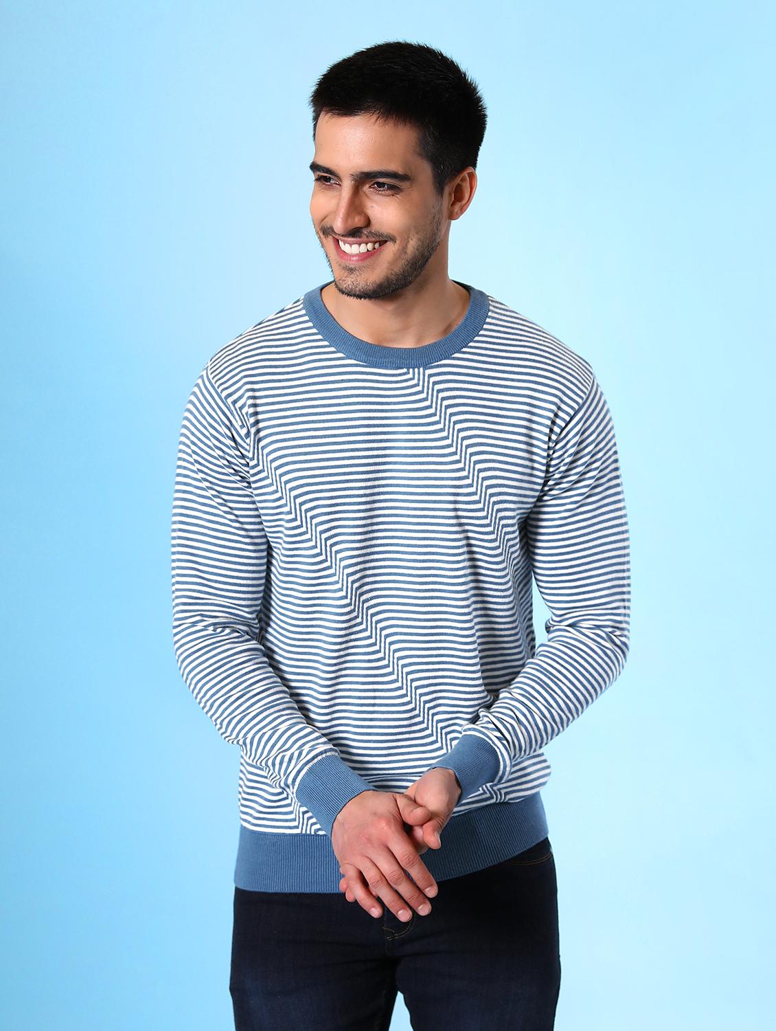 blue striped round neck t-shirt - 20277896 - Zoom Image - 0