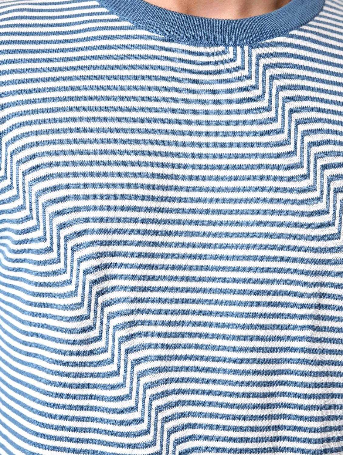 blue striped round neck t-shirt - 20277896 - Standard Image - 6