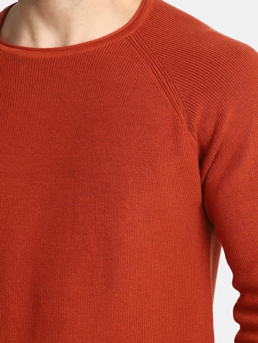 rust solid round neck long sleevs t-shirt - 20277898 - Standard Image - 4
