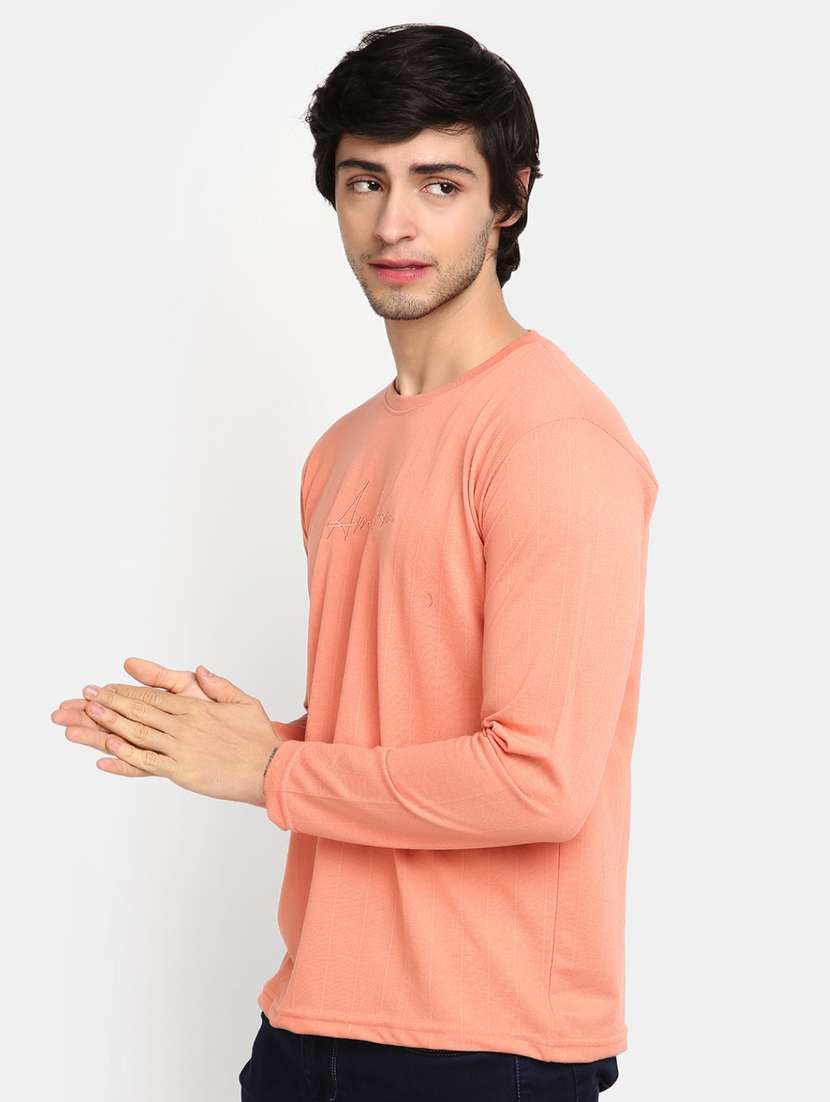 men peach chest embroidery t-shirt - 20277998 -  Standard Image - 1