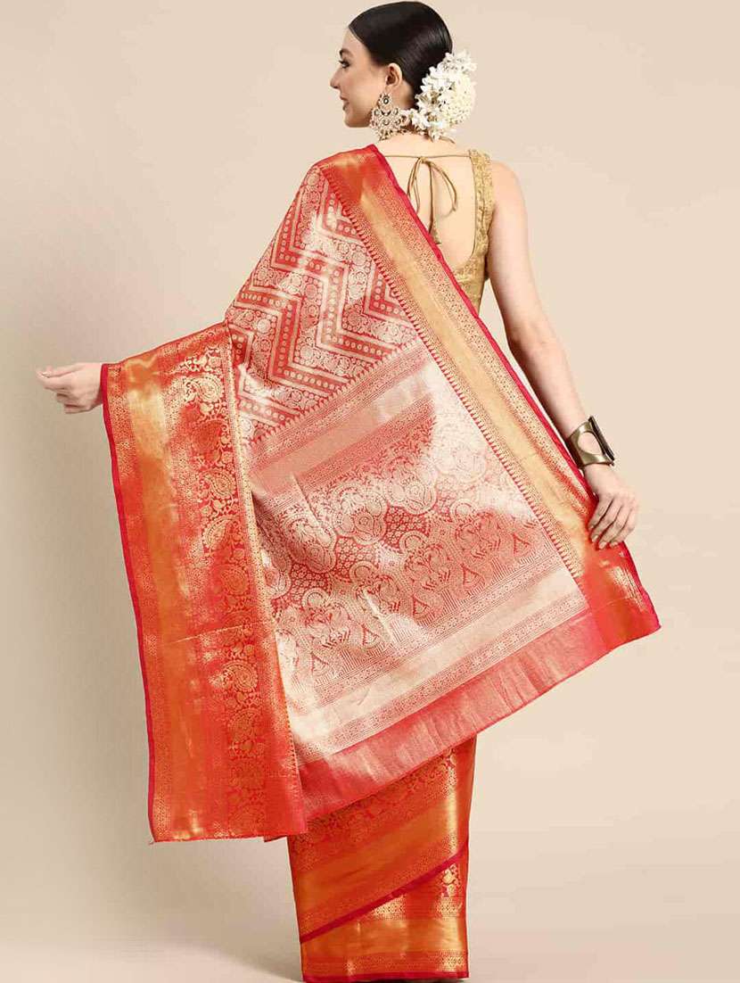 women's self design red colored saree - 20278083 -  Standard Image - 1