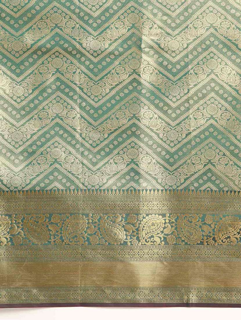 women's self design turquoise colored saree with blouse - 20278085 -  Standard Image - 4