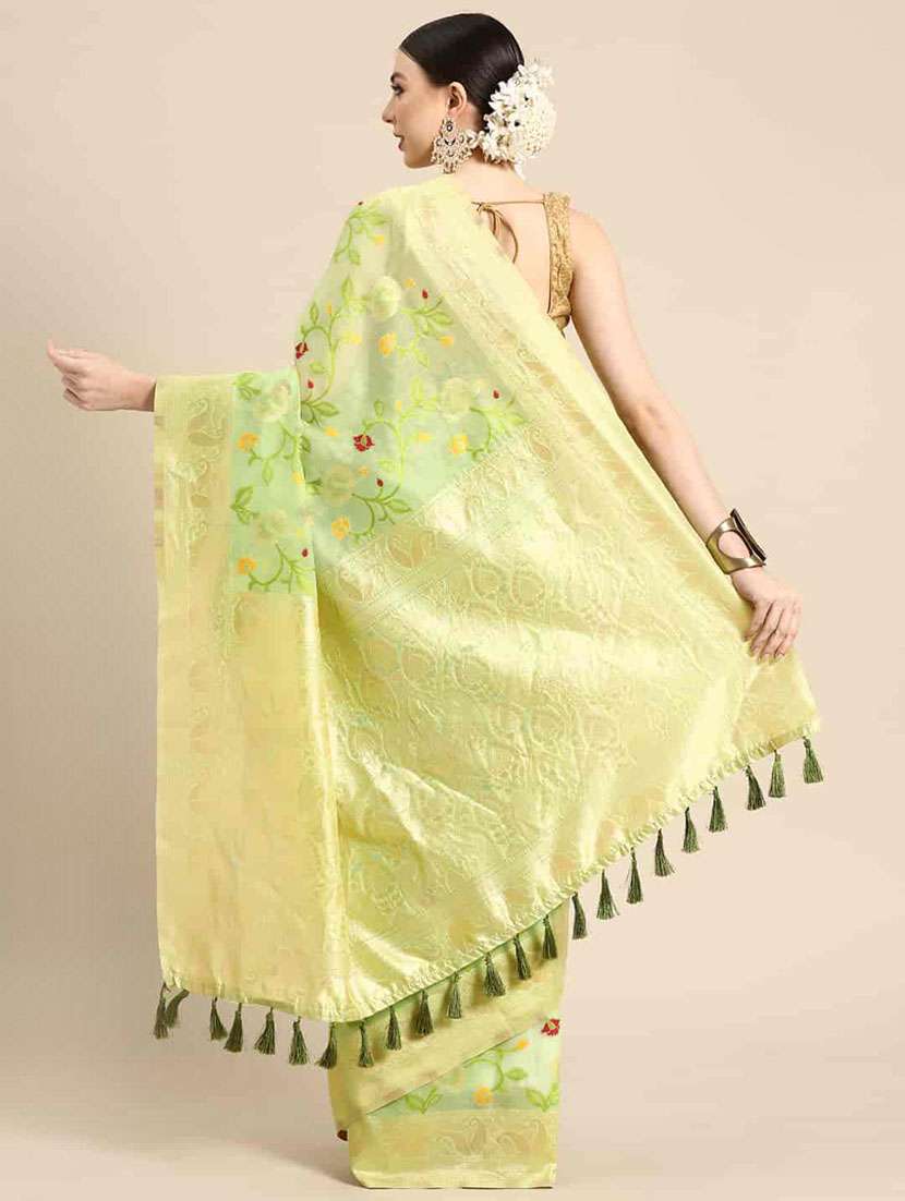 women's self design light green colored saree - 20278095 -  Standard Image - 1