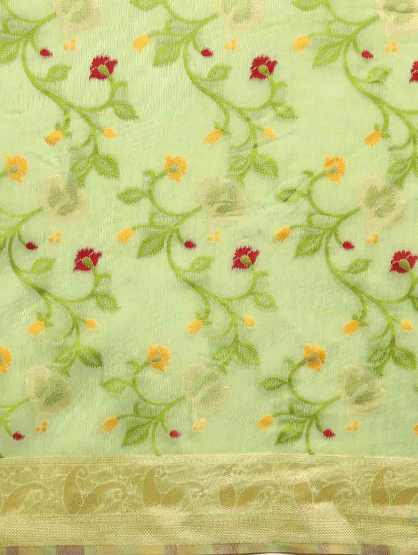 women's self design light green colored saree - 20278095 -  Standard Image - 4