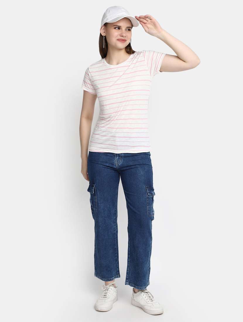 women's striped crew neck t-shirt - 20278136 -  Standard Image - 4
