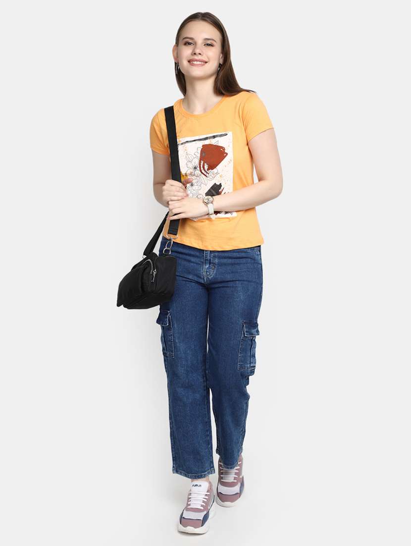 women's front print round neck t-shirt - 20278166 -  Standard Image - 4