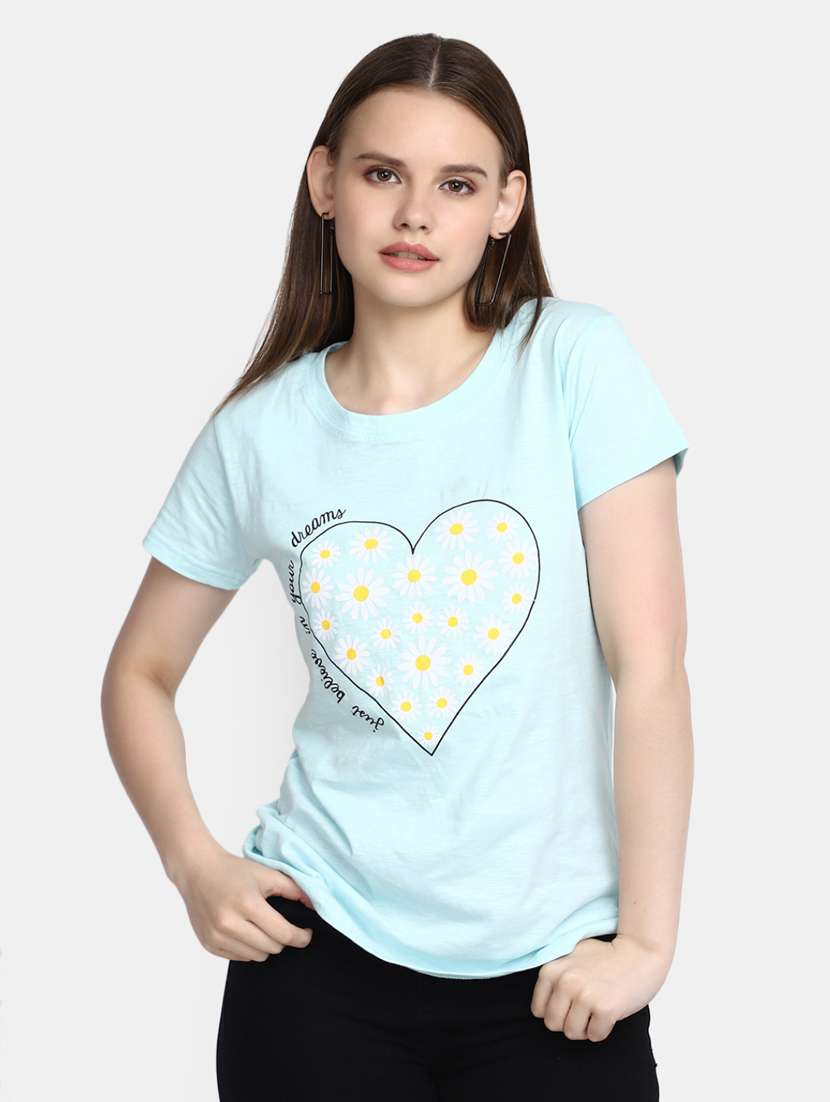 women's chest print crew neck t-shirt