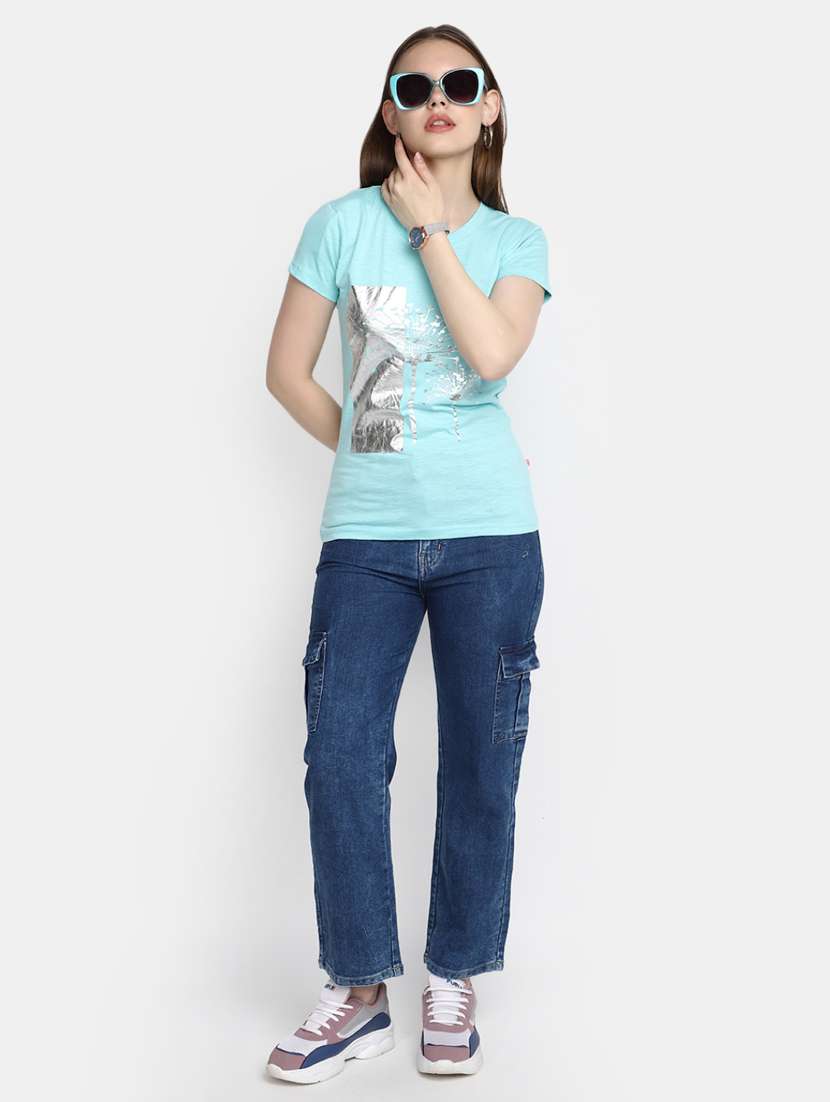 women's front print crew neck t-shirt - 20278180 -  Standard Image - 4