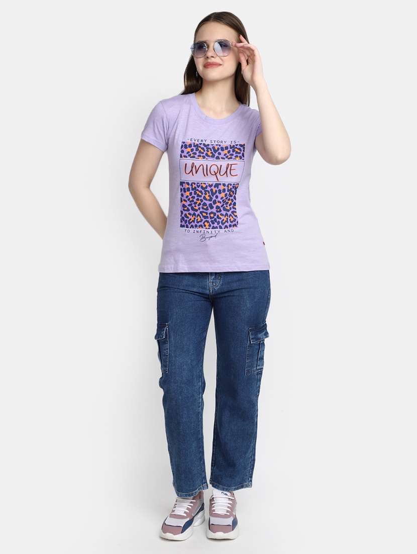 women's front print round neck t-shirt - 20278185 -  Standard Image - 4