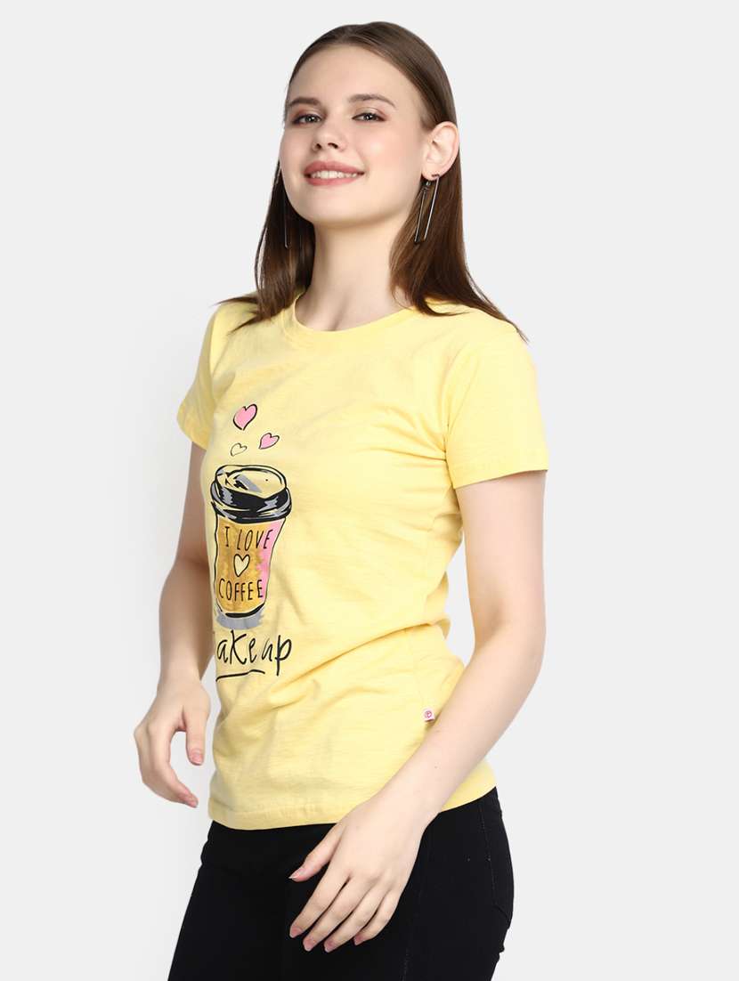 women's front print round neck t-shirt - 20278187 -  Standard Image - 1