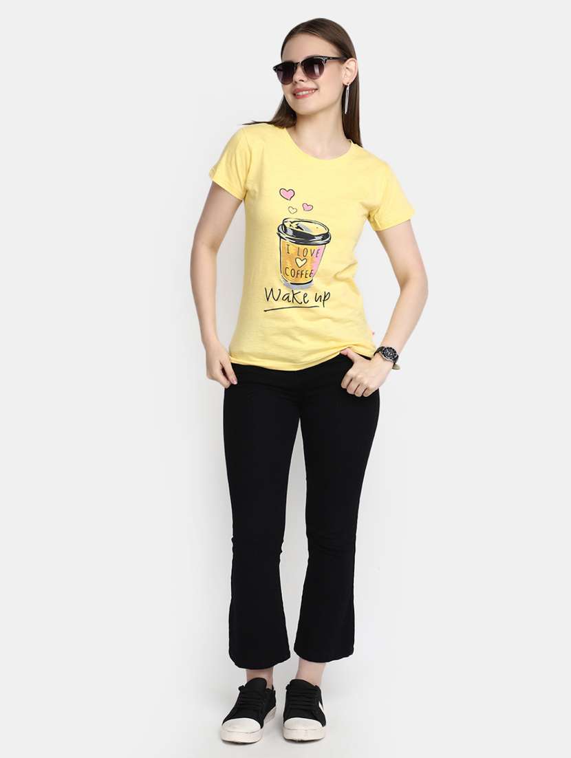 women's front print round neck t-shirt - 20278187 -  Standard Image - 4