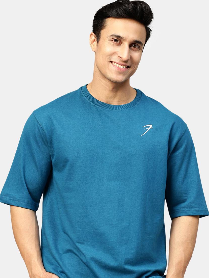 men teal blue polyester t-shirt - 20280331 - Standard Image - 1