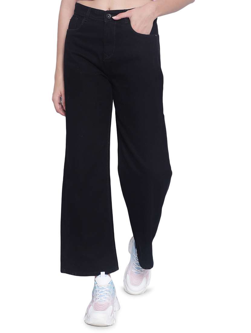 women's plain wide leg jeans - 20280338 -  Standard Image - 1