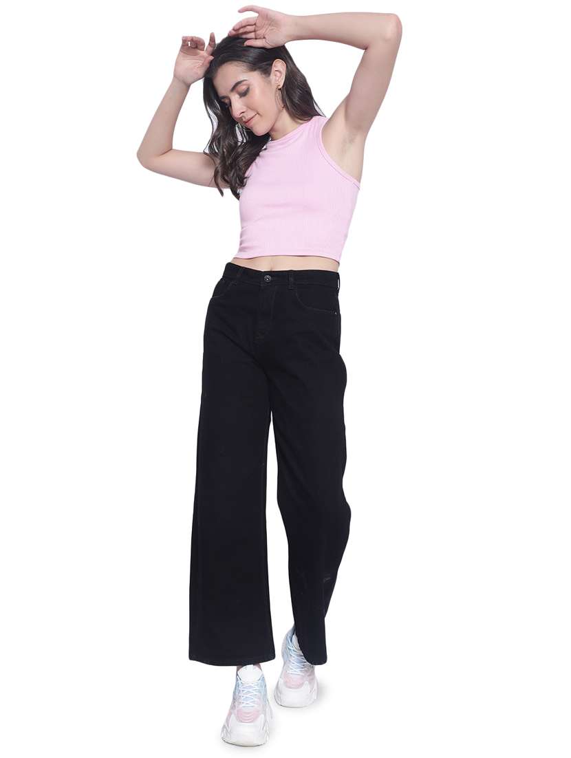 women's plain wide leg jeans - 20280338 -  Standard Image - 6