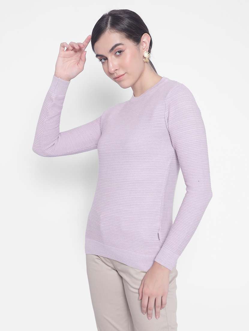 women lavender acrylic regular pullover - 20280341 -  Standard Image - 1
