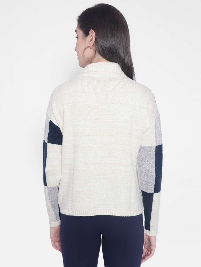 women multi color block poly blend regular pullover - 20280344 - Standard Image - 4