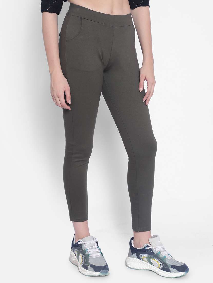 grey rayon solid  jegging - 20280354 -  Standard Image - 1