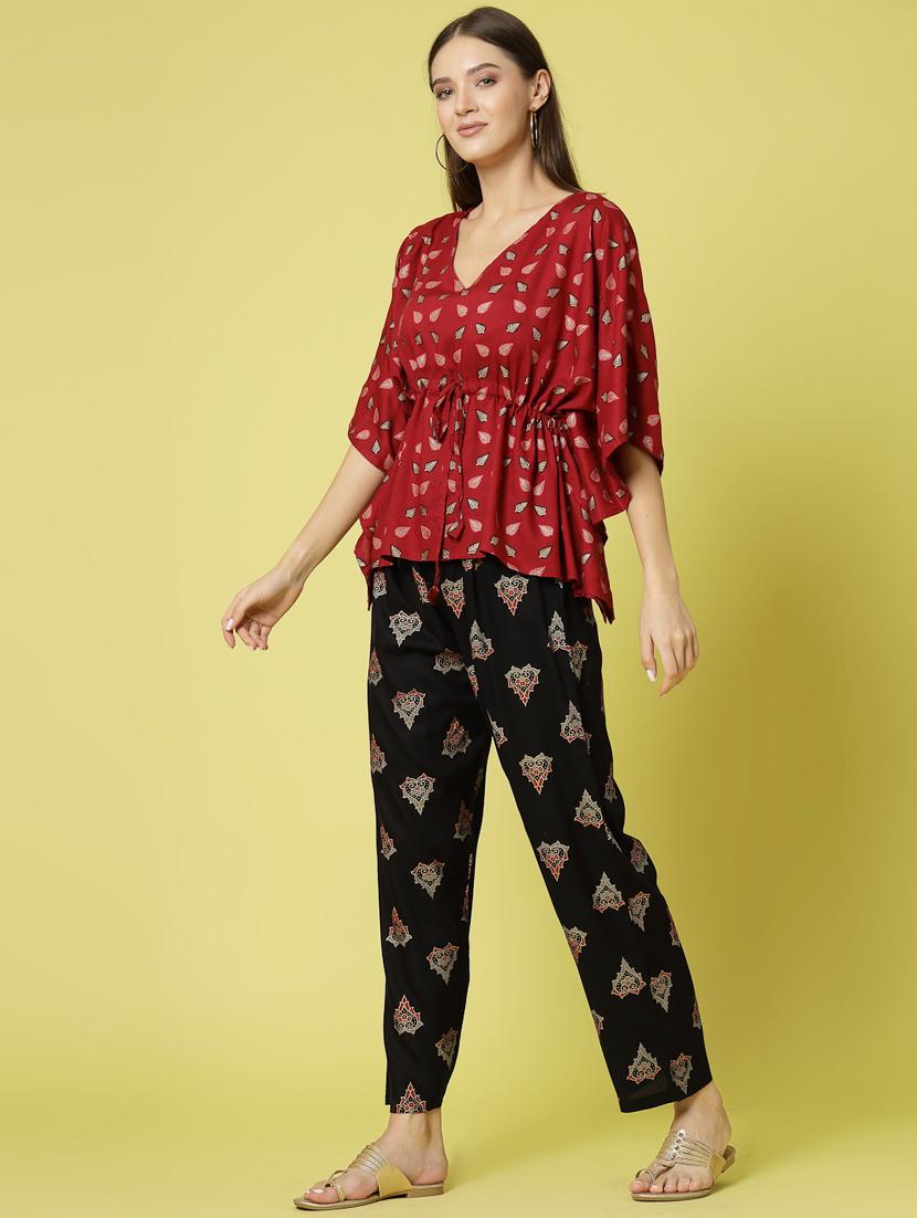 women printed top and trouser co-ord set - 20280454 - Standard Image - 1