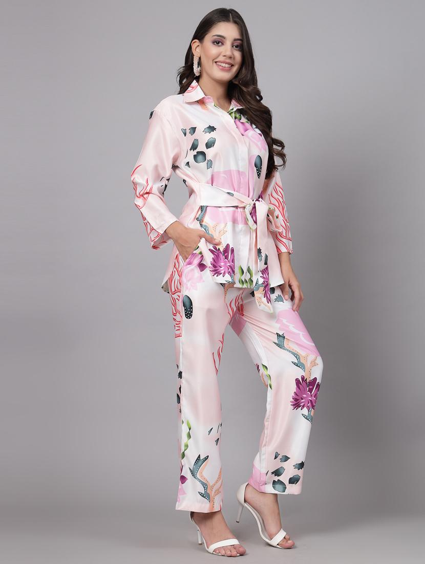 women multi color printed rayon shirt and trouser co-ord set - 20280457 - Standard Image - 1