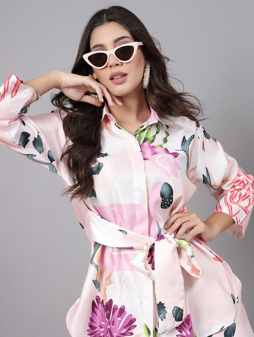 women multi color printed rayon shirt and trouser co-ord set - 20280457 - Standard Image - 4