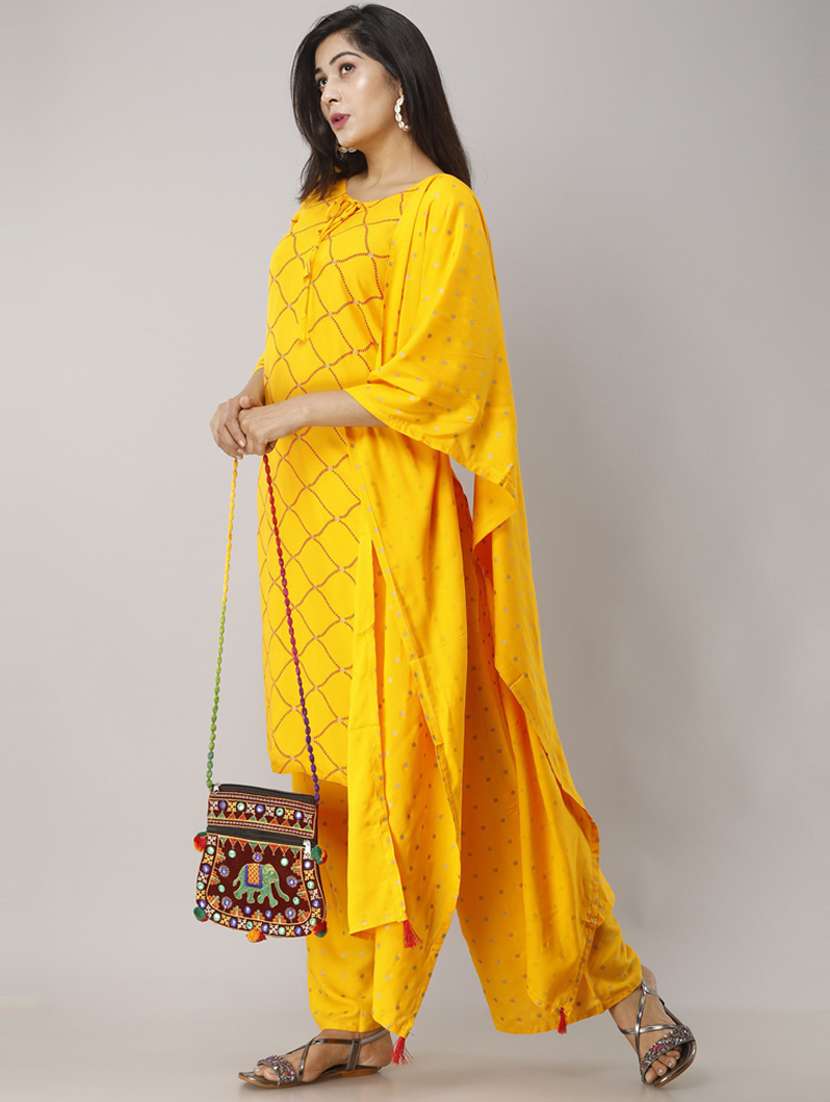 yellow colored kurta palazzo set - 20280735 -  Standard Image - 1
