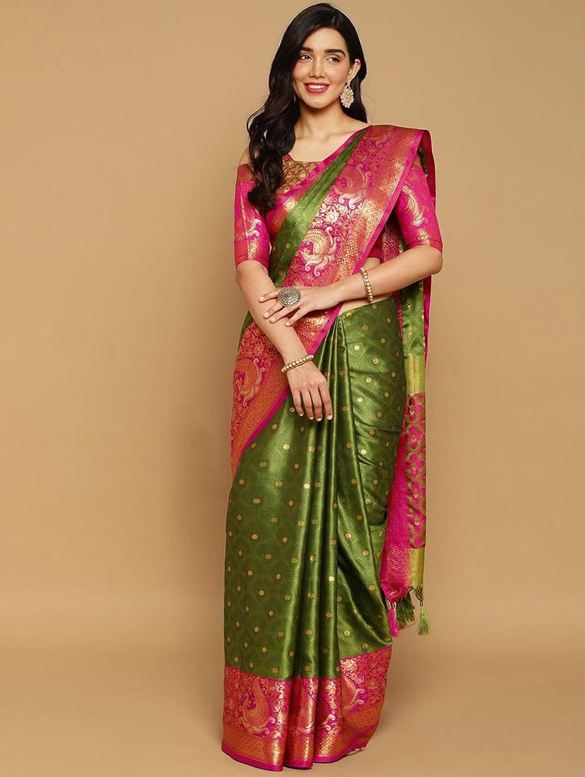 women's self design green colored saree with blouse - 20281790 - Zoom Image - 0