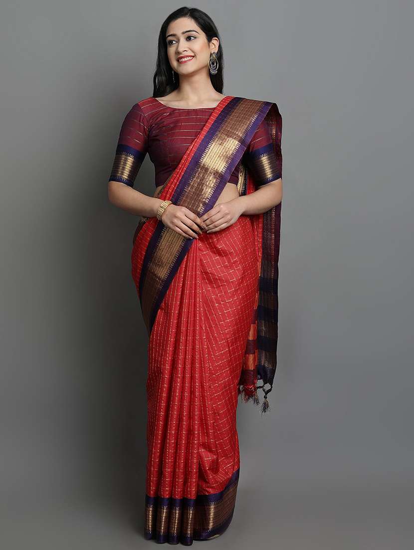 women's self design red colored saree with blouse - 20282011 - Zoom Image - 0