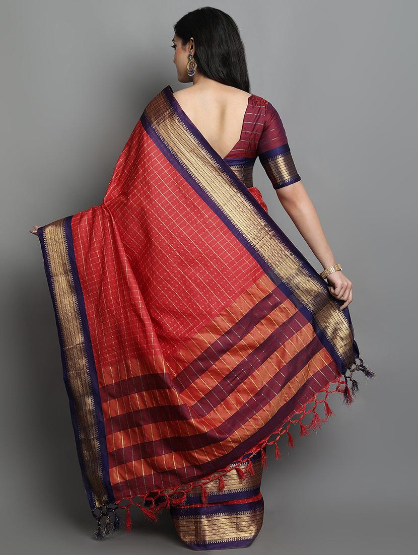 women's self design red colored saree with blouse - 20282011 -  Standard Image - 1