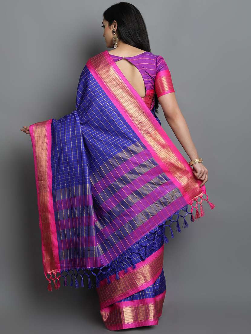 women's self design blue colored saree with blouse - 20282042 -  Standard Image - 1