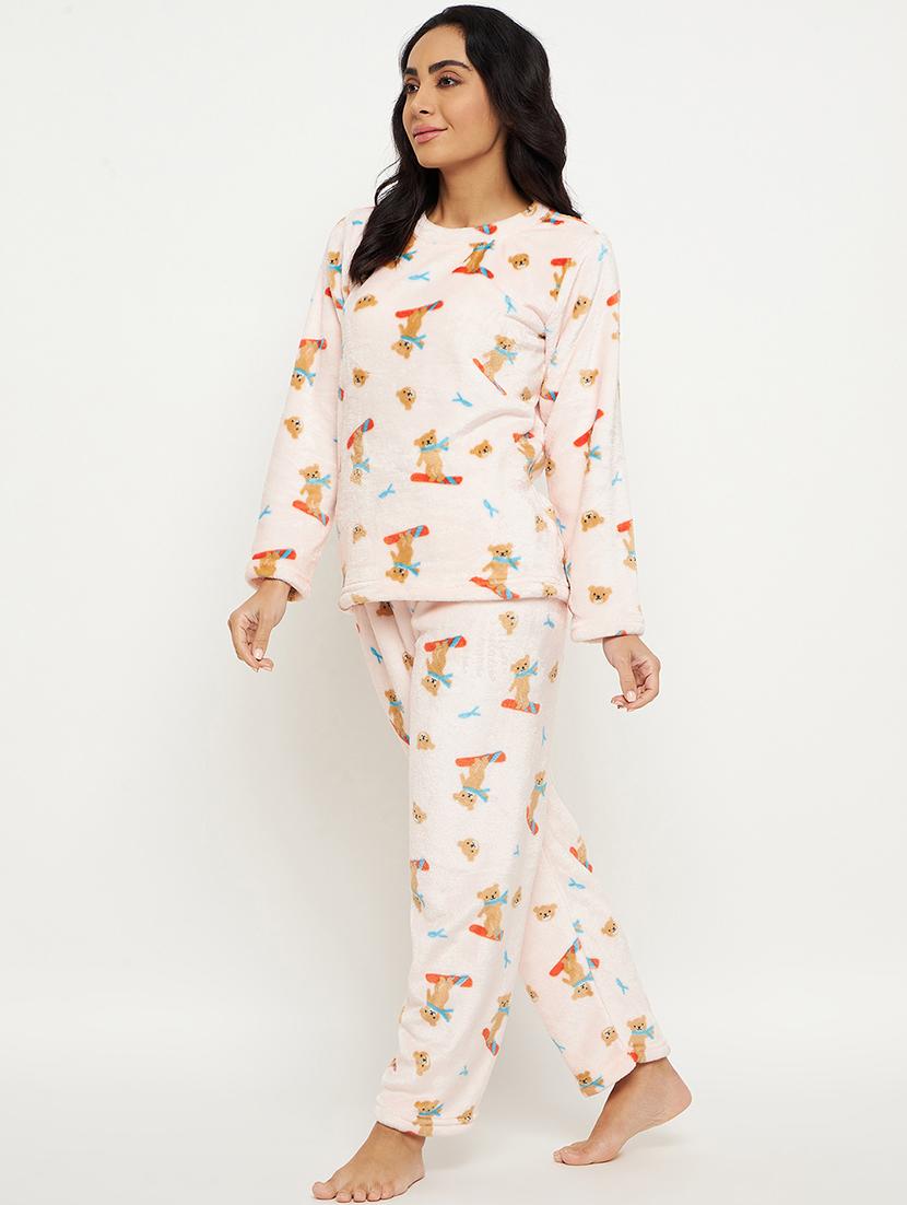 round neck quirky printed nightwear pyjama set - 20282344 - Standard Image - 1