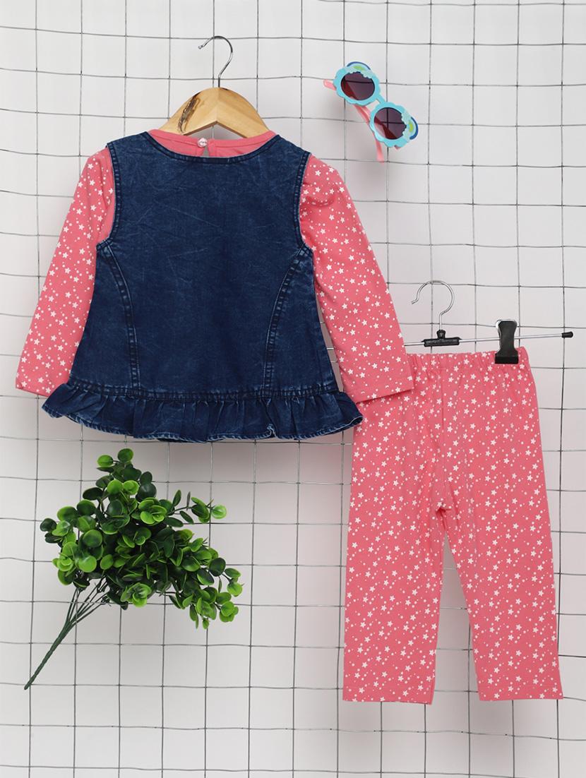 girls printed detailed top & pant set - 20282555 - Standard Image - 1