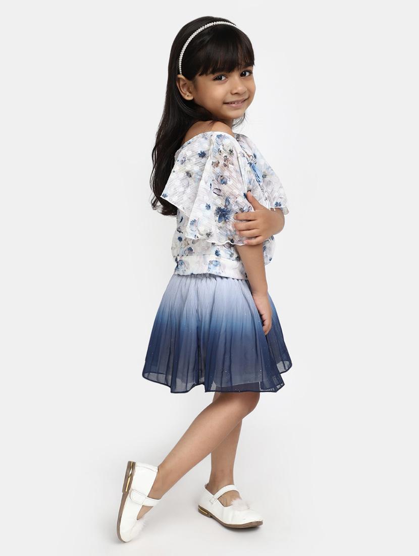 girls printed & ombre detailed top & skirt set - 20282597 - Standard Image - 1